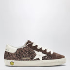 Golden Goose Super-Star sneakers in brown/cream glitter