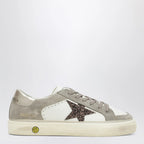 Golden Goose White/taupe May Sneakers with glitter star