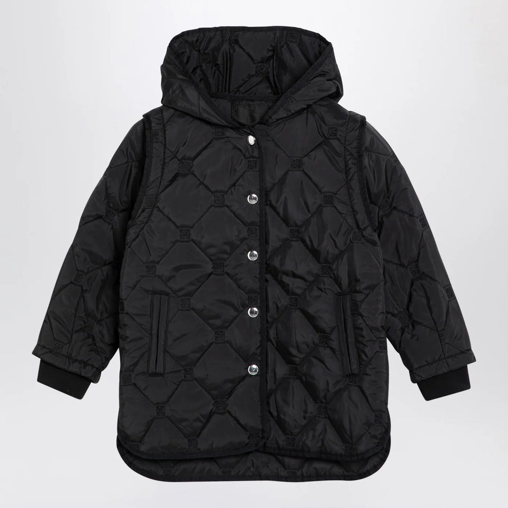 Givenchy Black quilted parka with removable sleeves