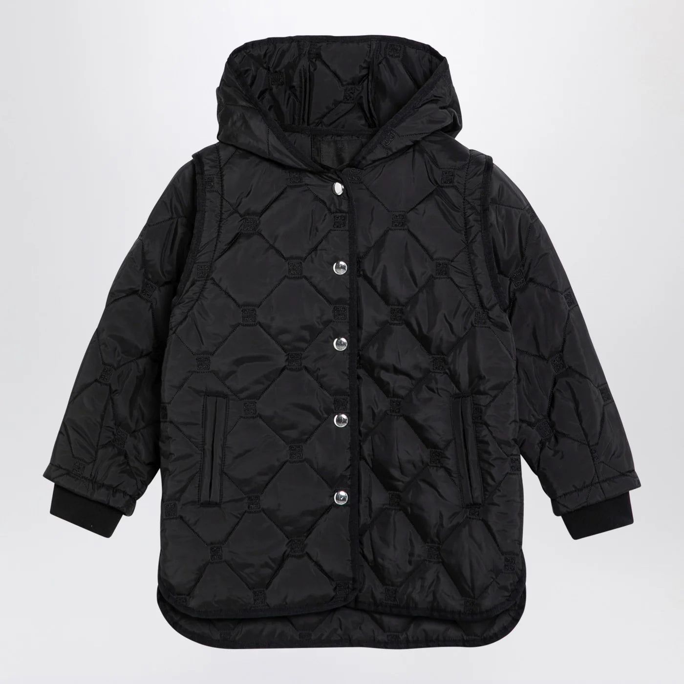 Givenchy Black quilted parka with removable sleeves