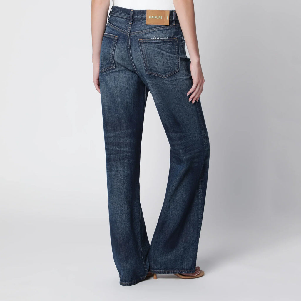 Haikure Korea jeans in washed dark blue denim