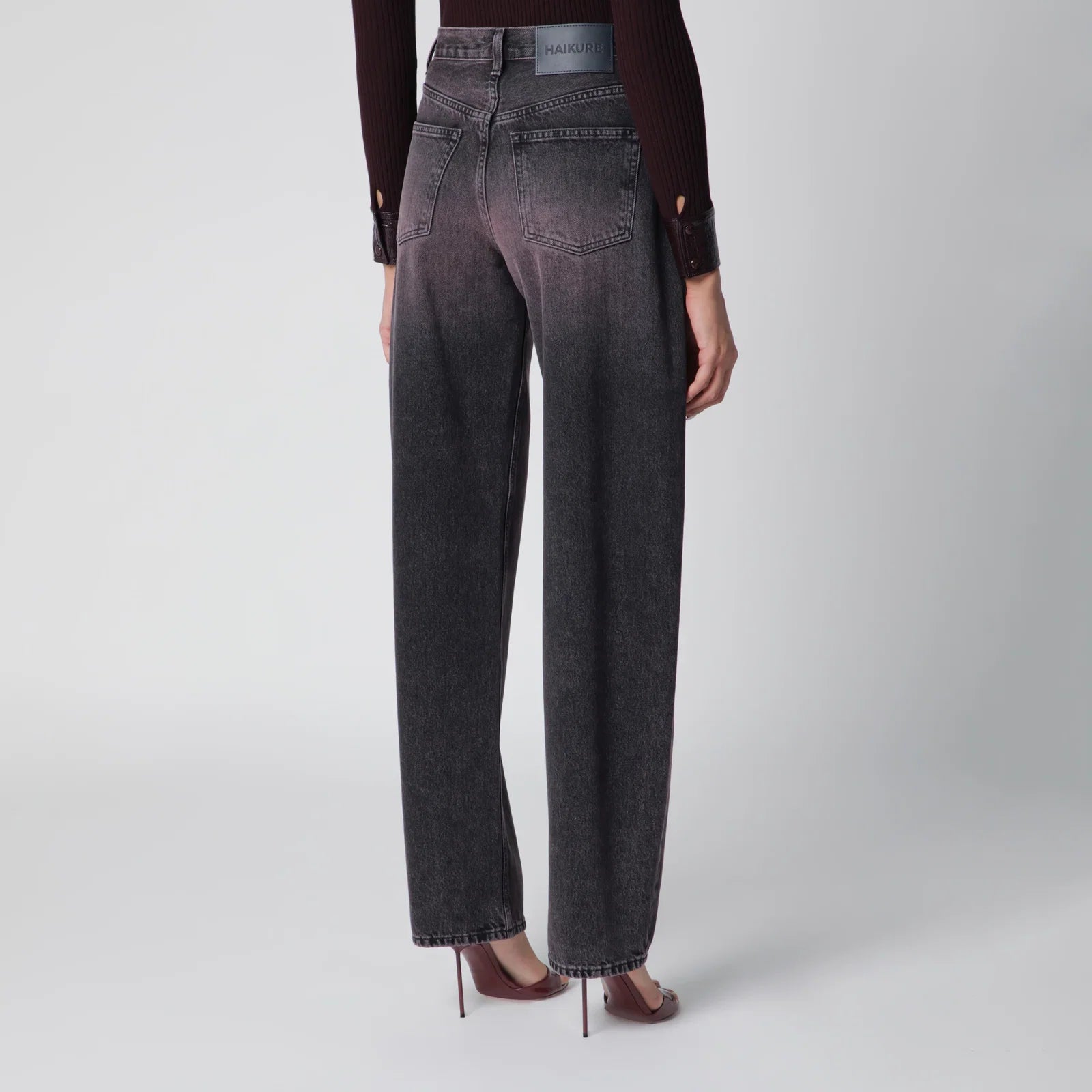 HAIKURE Washed black-pink denim jeans
