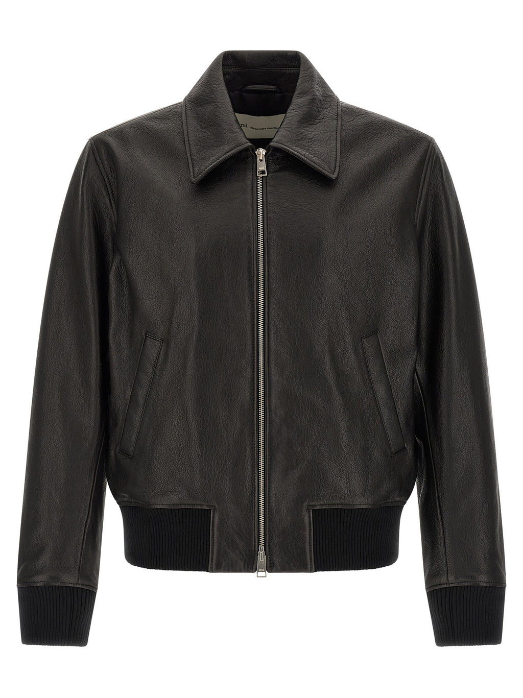 Ami Paris Ami De Coeur Leather Bomber Jacket