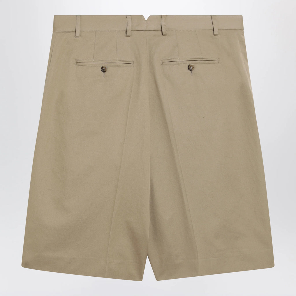 Ami Paris Beige pleated bermuda shorts in cotton