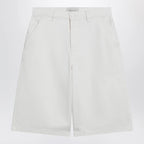 Ami Paris Wide-fit cotton twill bermuda shorts in white