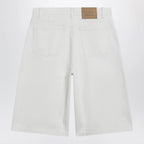 Ami Paris Wide-fit cotton twill bermuda shorts in white