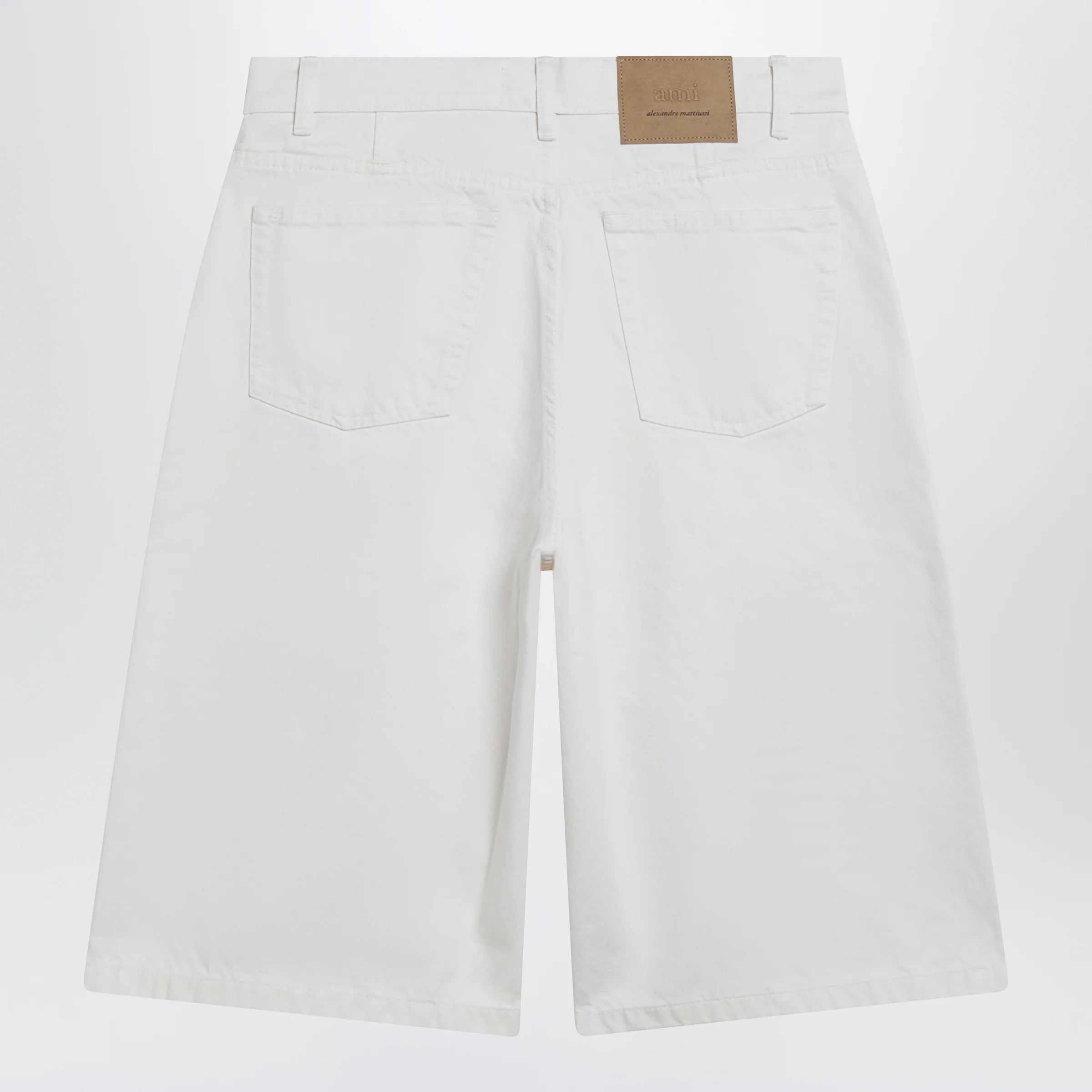 Ami Paris Wide-fit cotton twill bermuda shorts in white