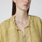 ISABEL MARANT Étoile Ochre Payton cotton blouse with floral lace
