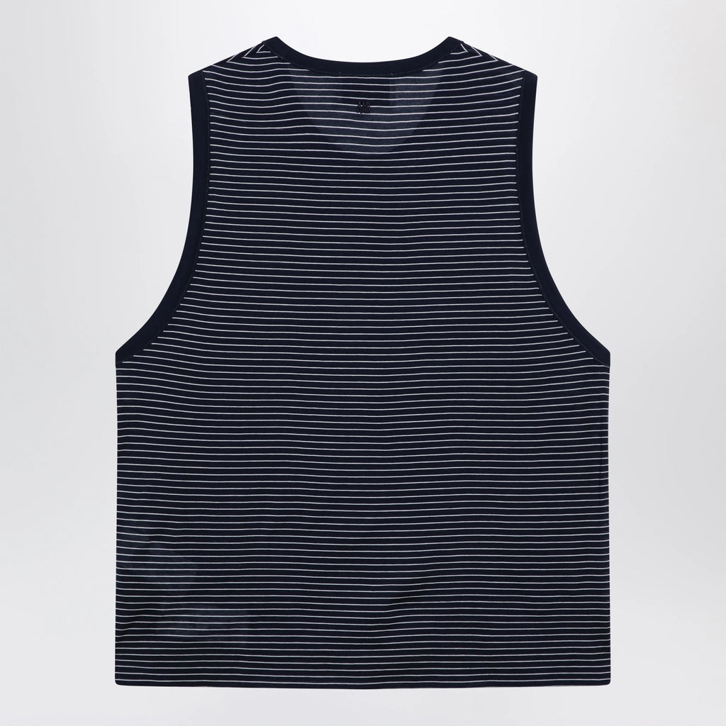 Ami Paris Striped tank top Ink/White with logo