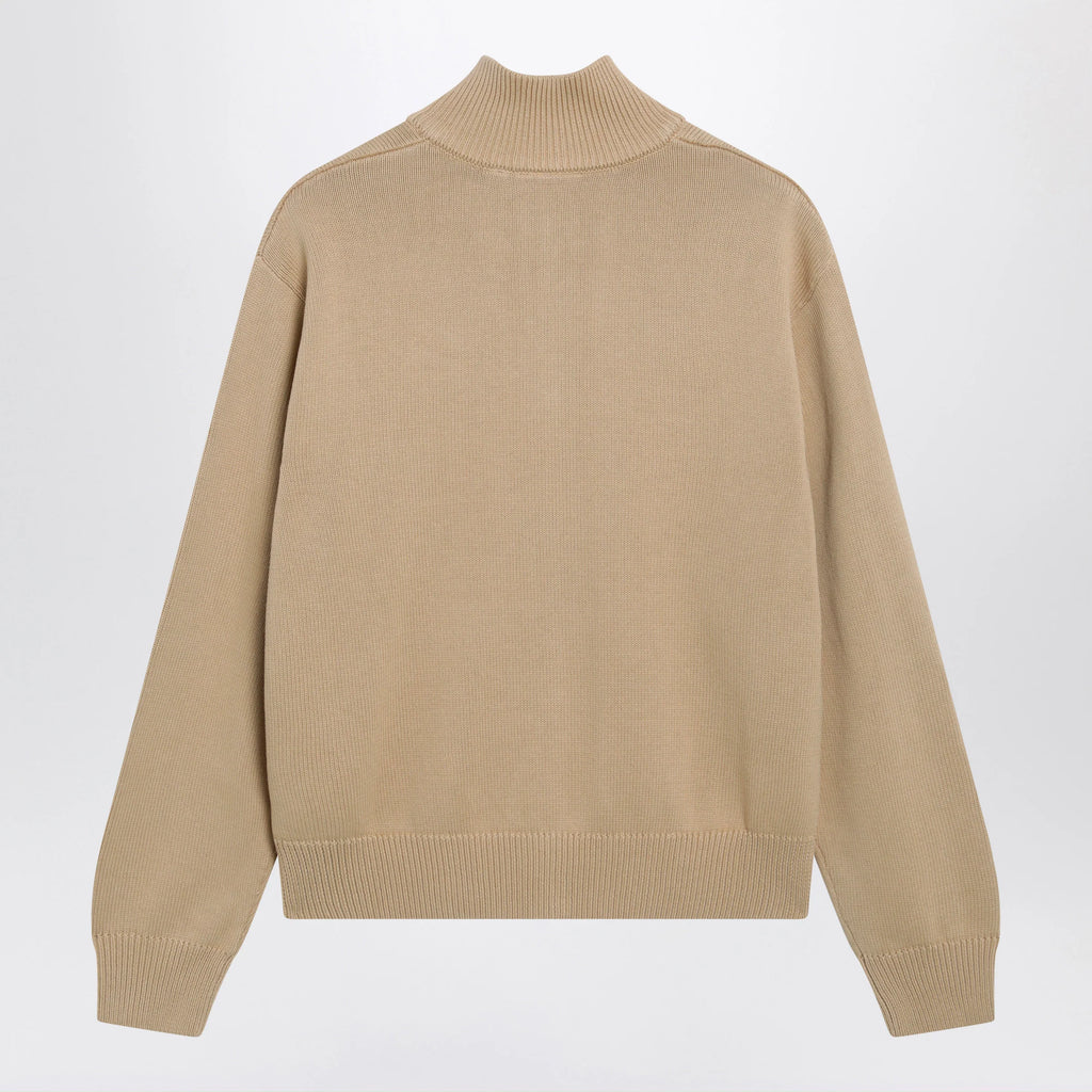 Carhartt WIP Cotton knit zip cardigan sweatshirt in Dusty Brown