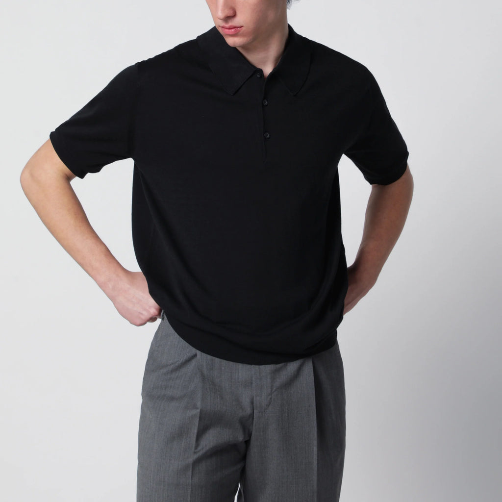 JOHN SMEDLEY Isis black cotton polo shirt