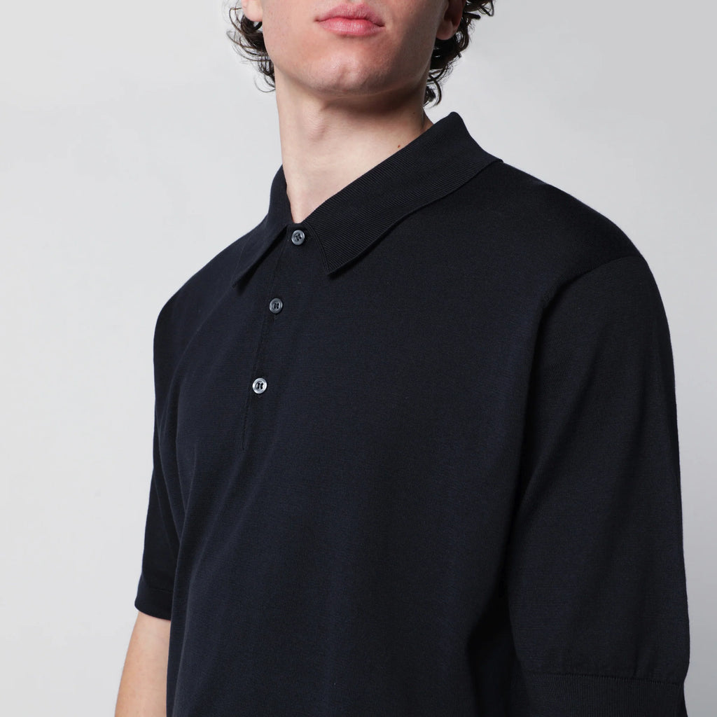 JOHN SMEDLEY Isis navy blue cotton polo shirt