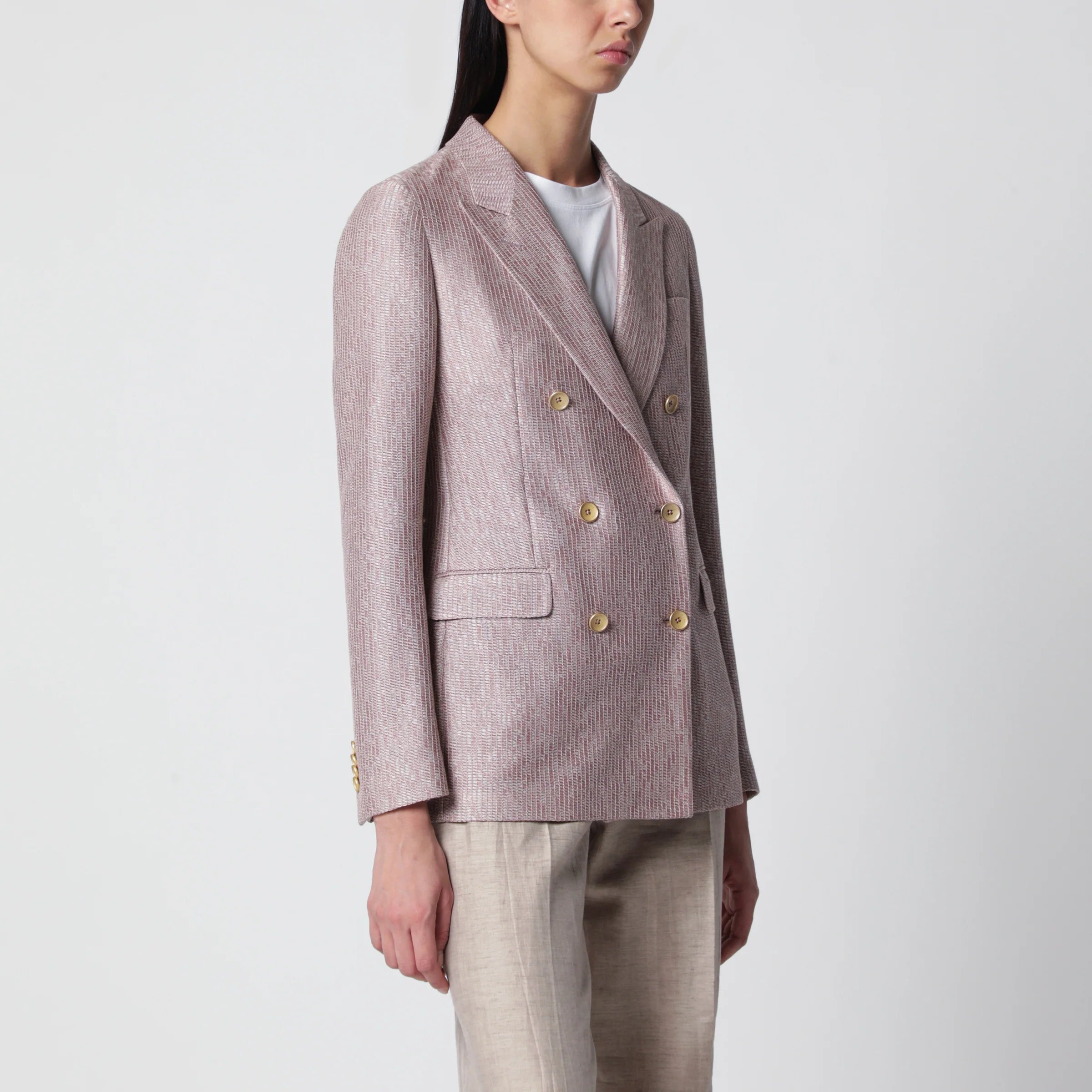 Tagliatore Pink double-breasted cotton jacket