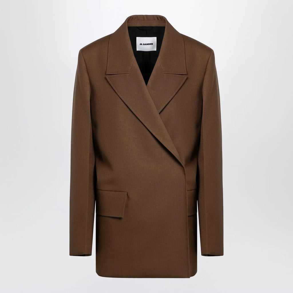 Jil Sander Brown wool double-breasted jacket