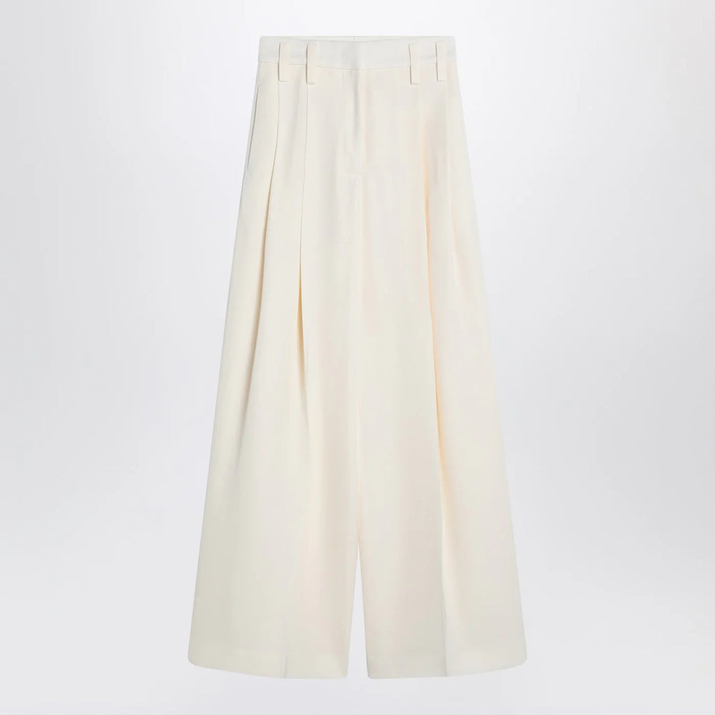 Jil Sander Wide cream trousers in silk blend