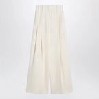 Jil Sander Wide cream trousers in silk blend