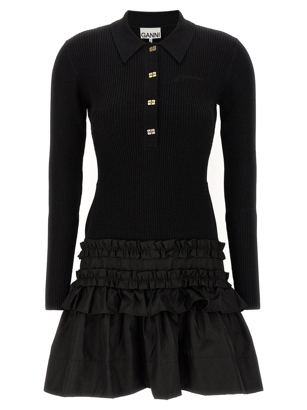 Ganni Melange Rib Knit Mini Dress