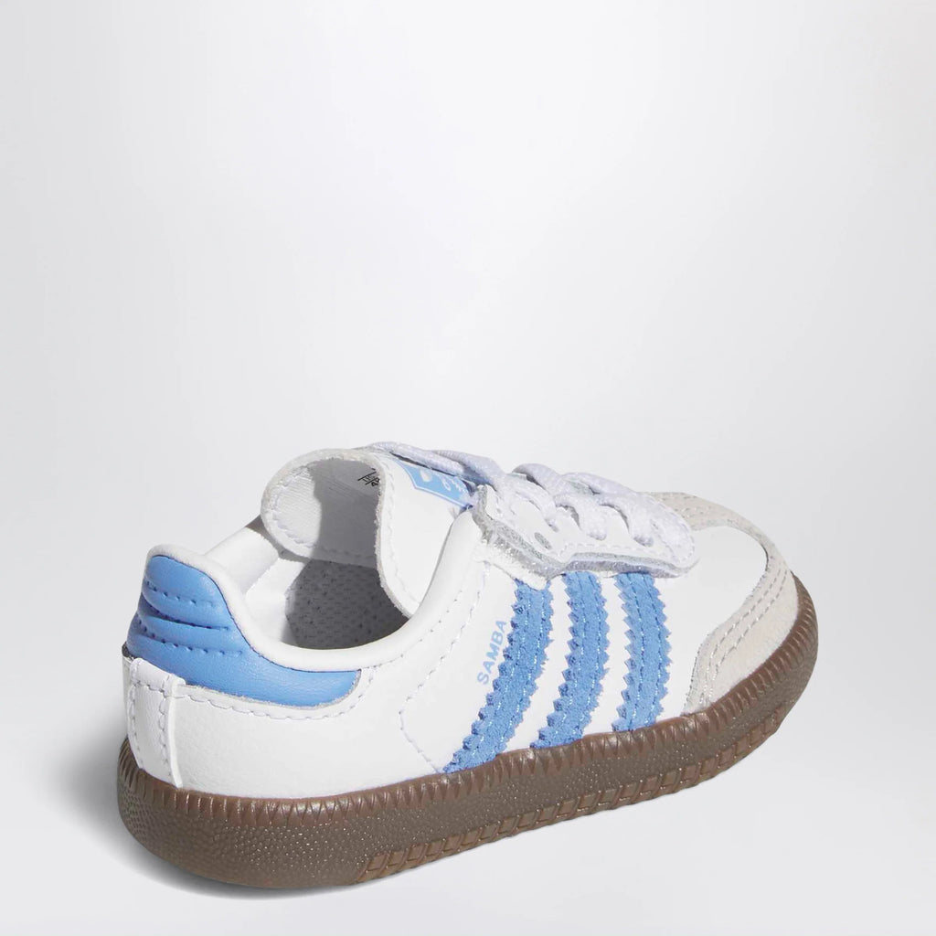 adidas Originals OG Samba sneakers in white/blue with elastic laces