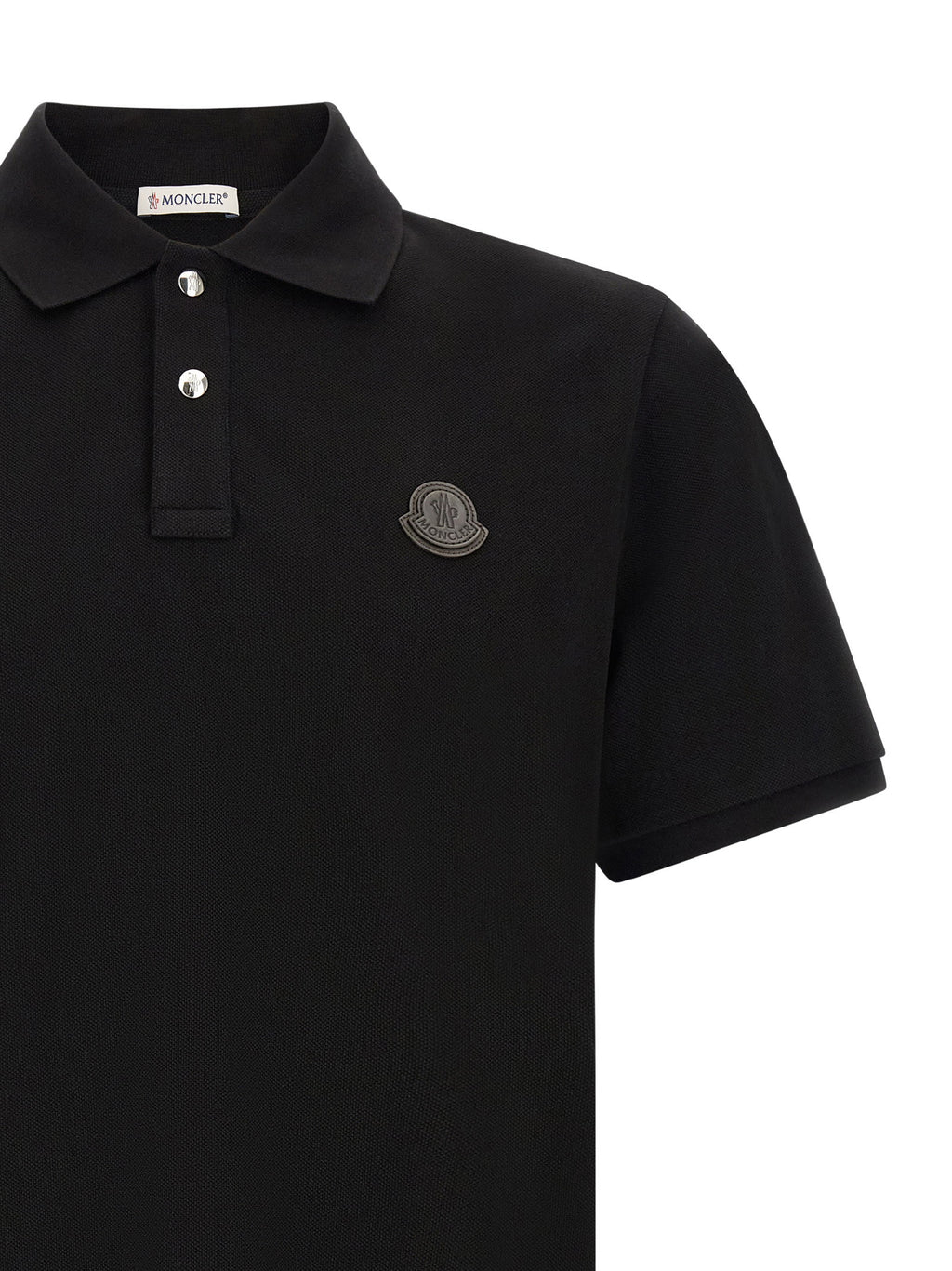 Moncler Leather Logo Patch Polo Shirt