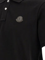 Moncler Leather Logo Patch Polo Shirt