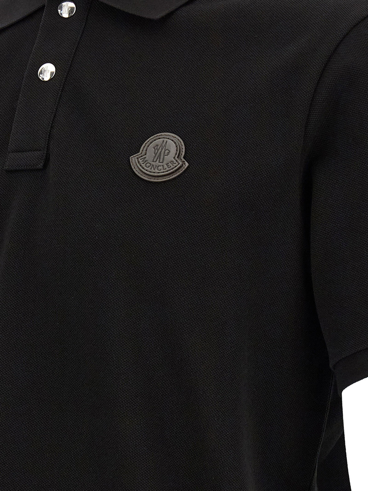 Moncler Leather Logo Patch Polo Shirt