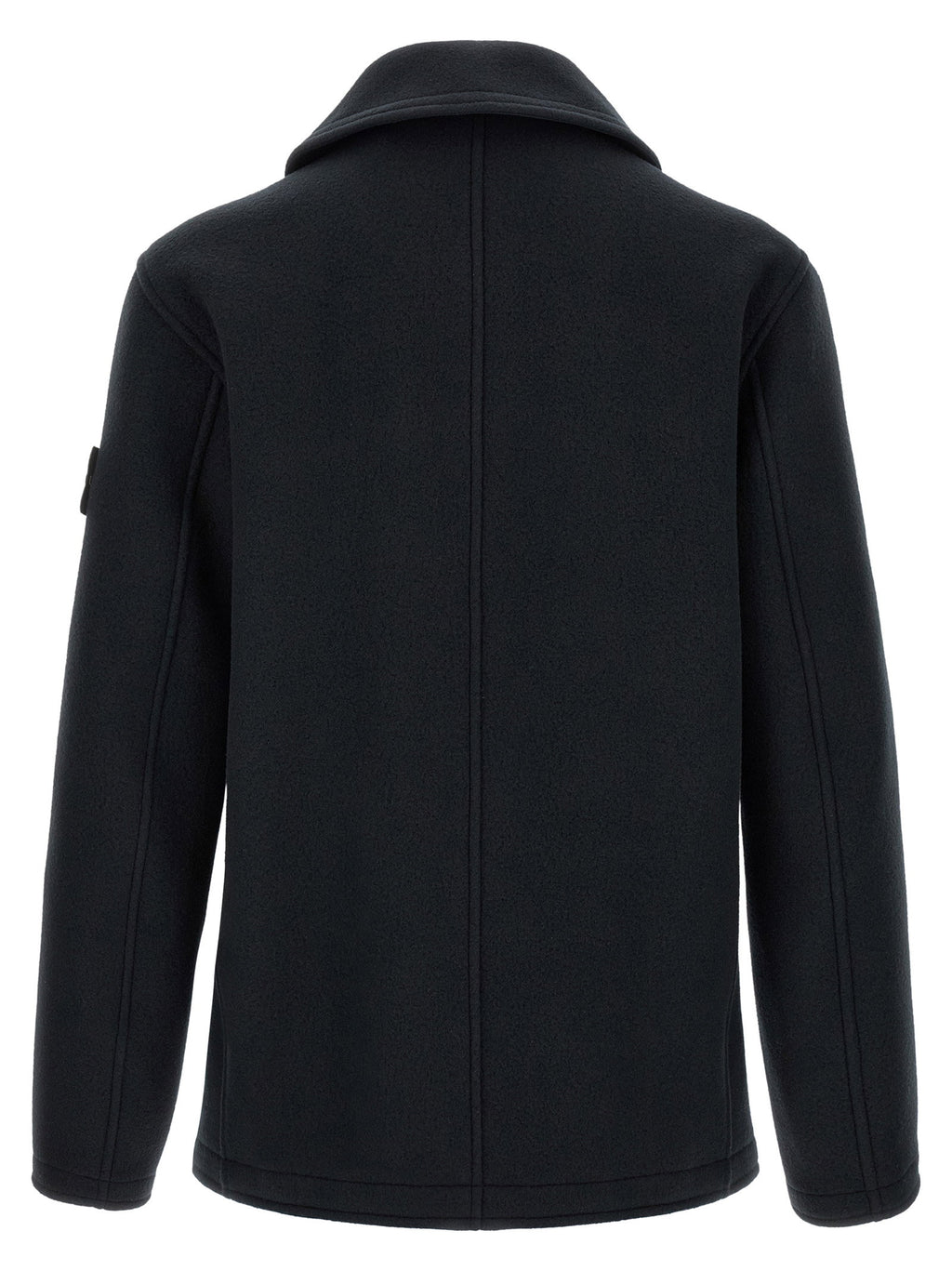 Stone Island Double-breasted Coat With Logo Badge