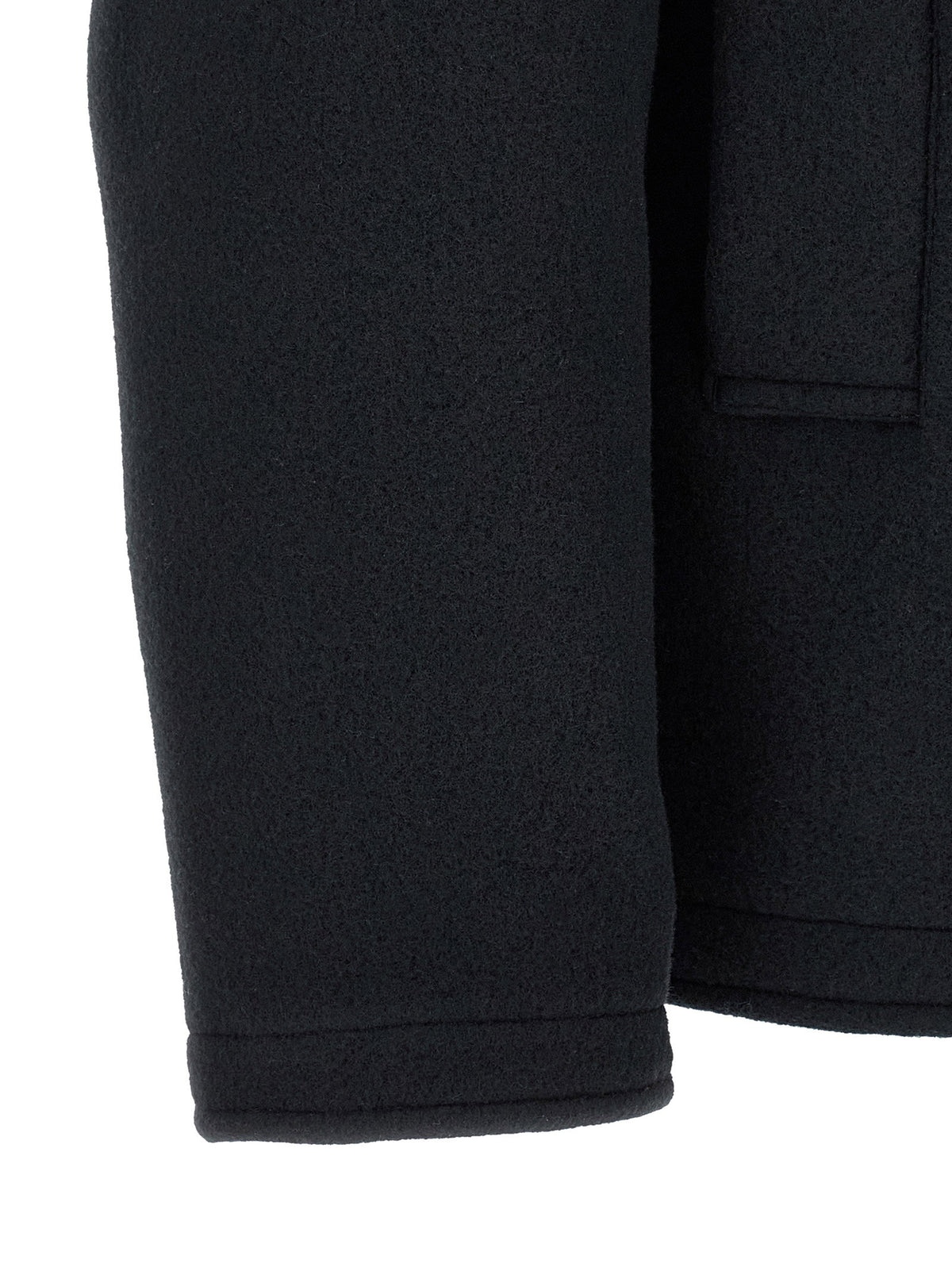 Stone Island Double-breasted Coat With Logo Badge