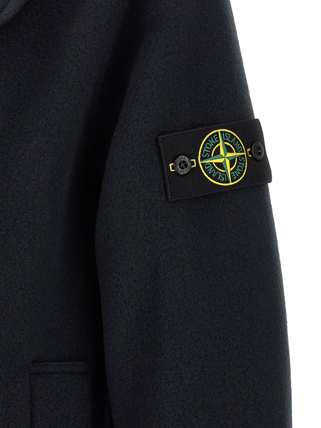 Stone Island Double-breasted Coat With Logo Badge