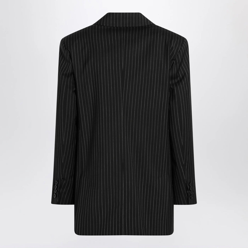 Max Mara Black pinstriped double-breasted wool jacket
