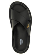 Moschino Leather Sabots With Logo