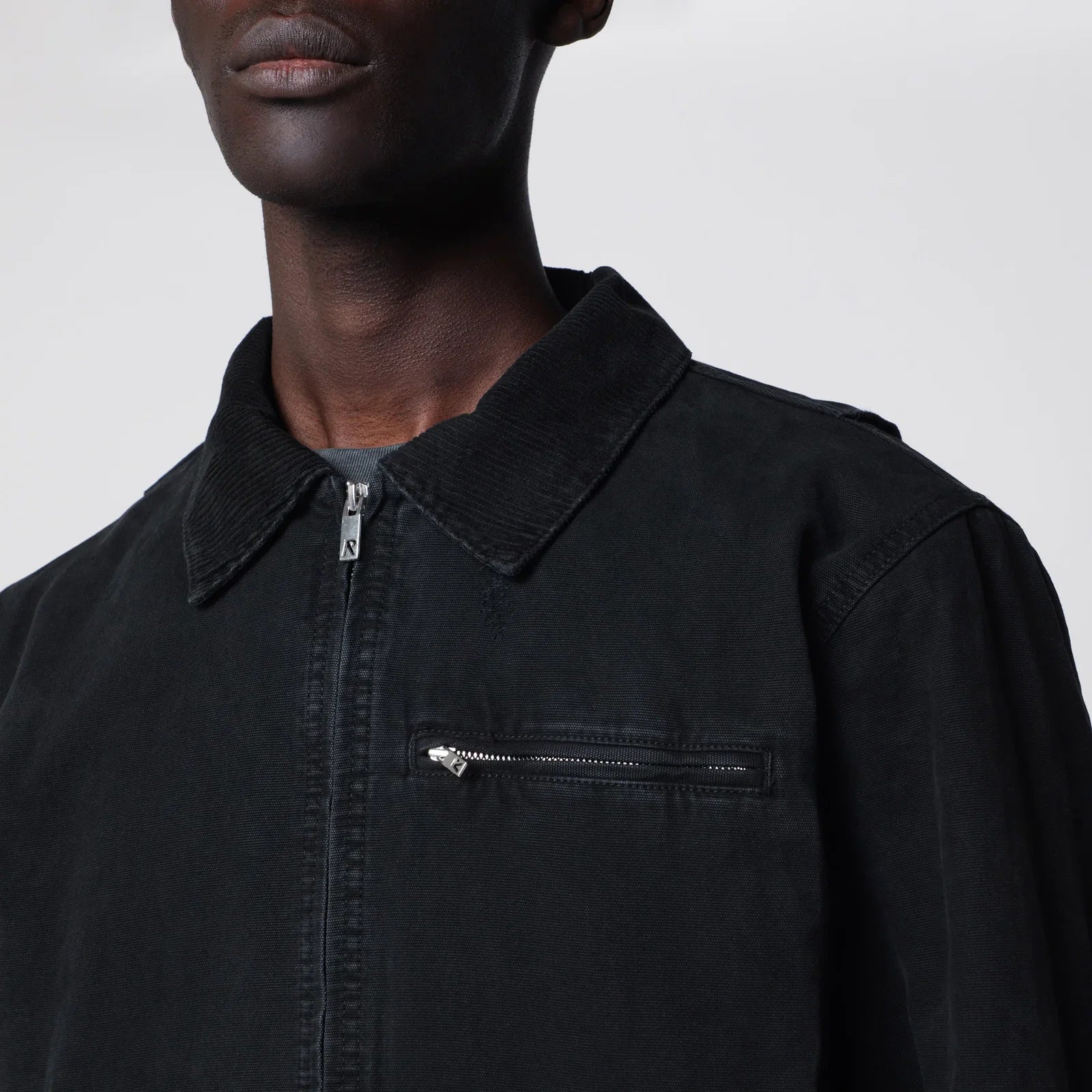 Represent Long-sleeve zip-up cotton jacket in black