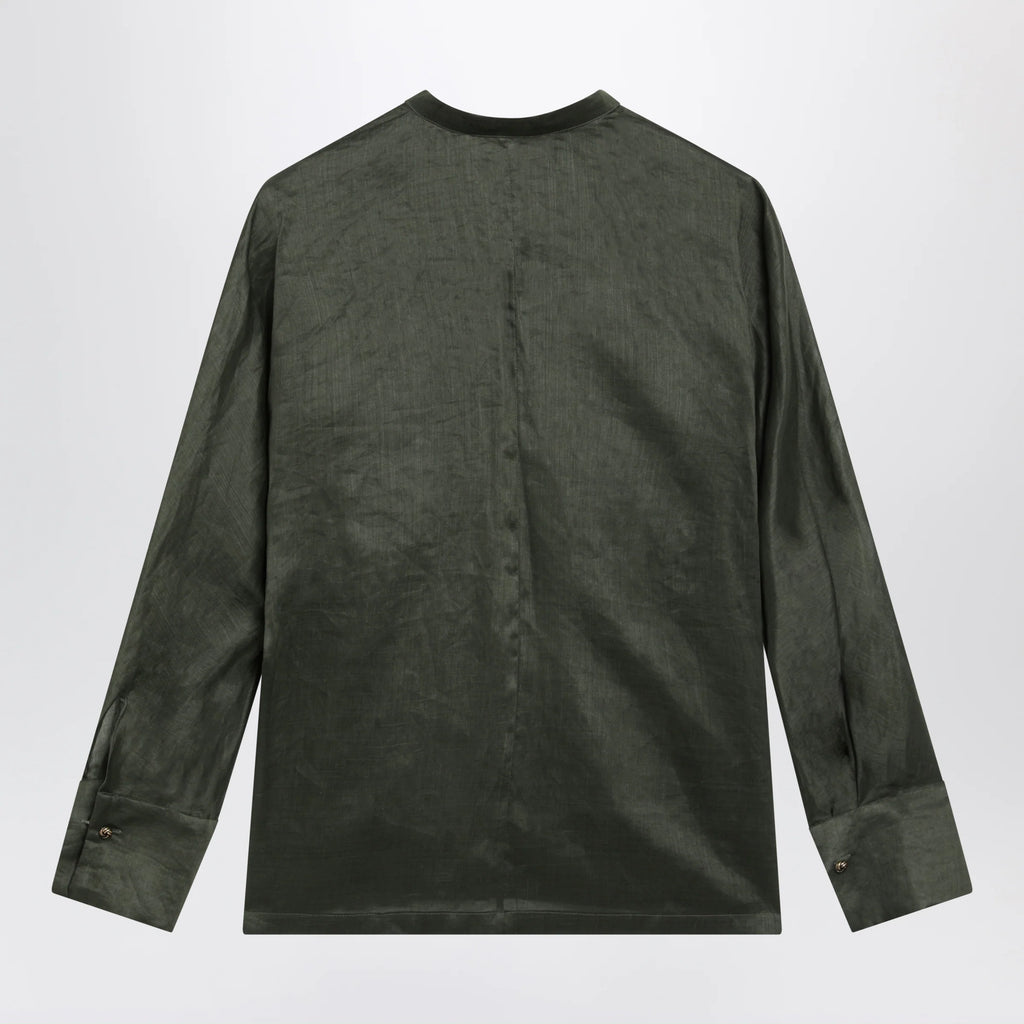 Max Mara Studio Ramie canvas shirt in khaki green