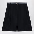 Max Mara Studio Blue pinstripe wool bermuda shorts