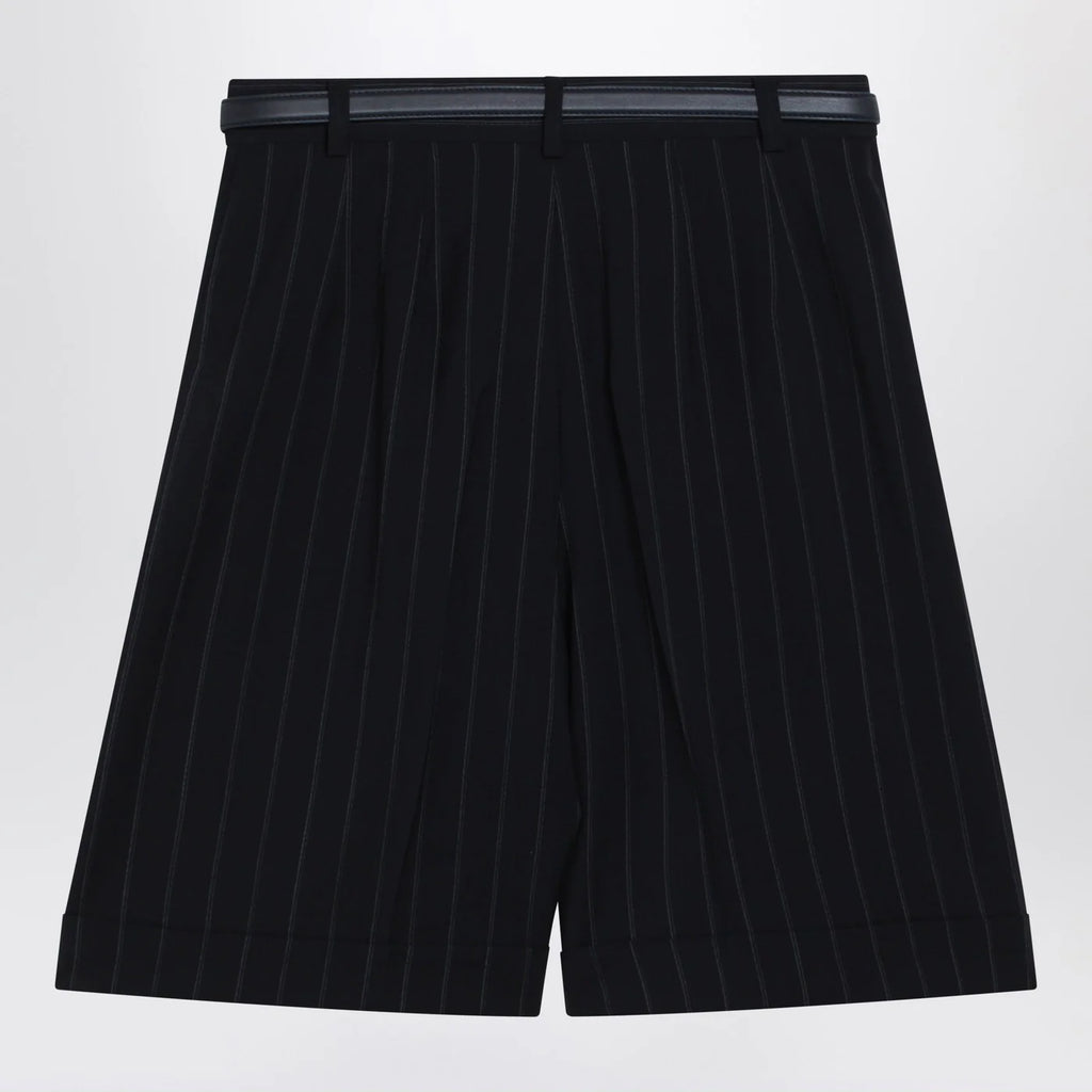 Max Mara Studio Blue pinstripe wool bermuda shorts