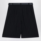 Max Mara Studio Blue pinstripe wool bermuda shorts