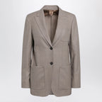 Max Mara Single-Breasted Jacket in Dark Khaki Cashmere Foulé