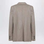 Max Mara Single-Breasted Jacket in Dark Khaki Cashmere Foulé