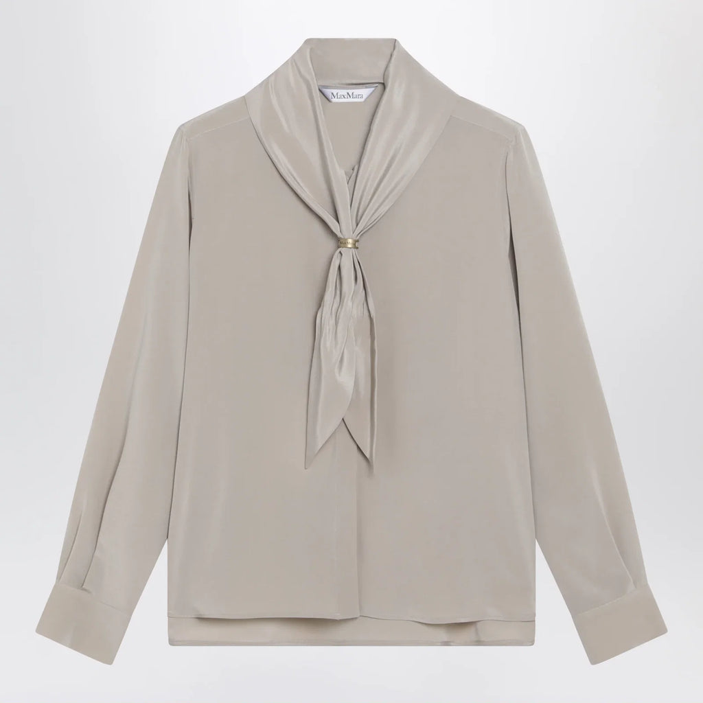 Max Mara Rock beige silk blouse with scarf