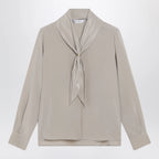 Max Mara Rock beige silk blouse with scarf