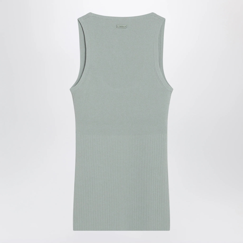 Max Mara Sleeveless ribbed top in sage green technical yarn