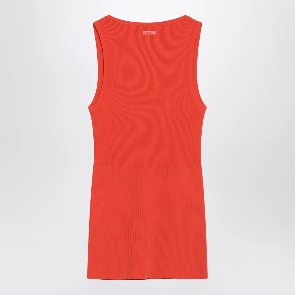 Max Mara Coral red ribbed technical yarn top