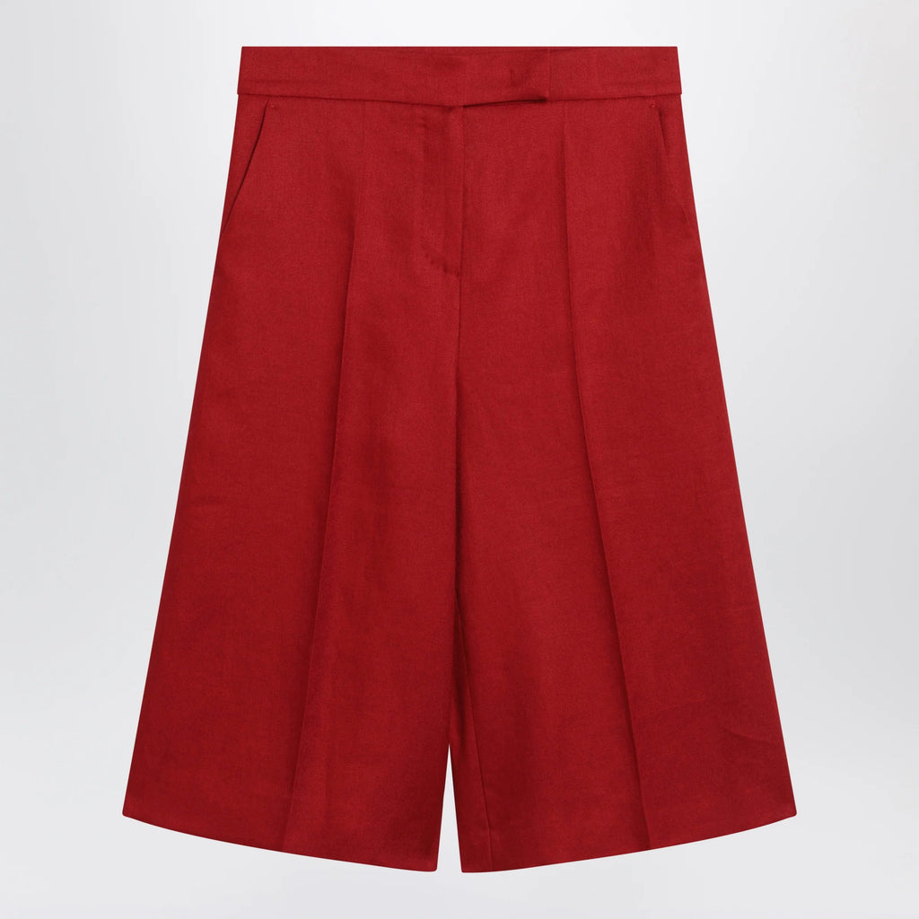 Max Mara Red linen bermuda shorts