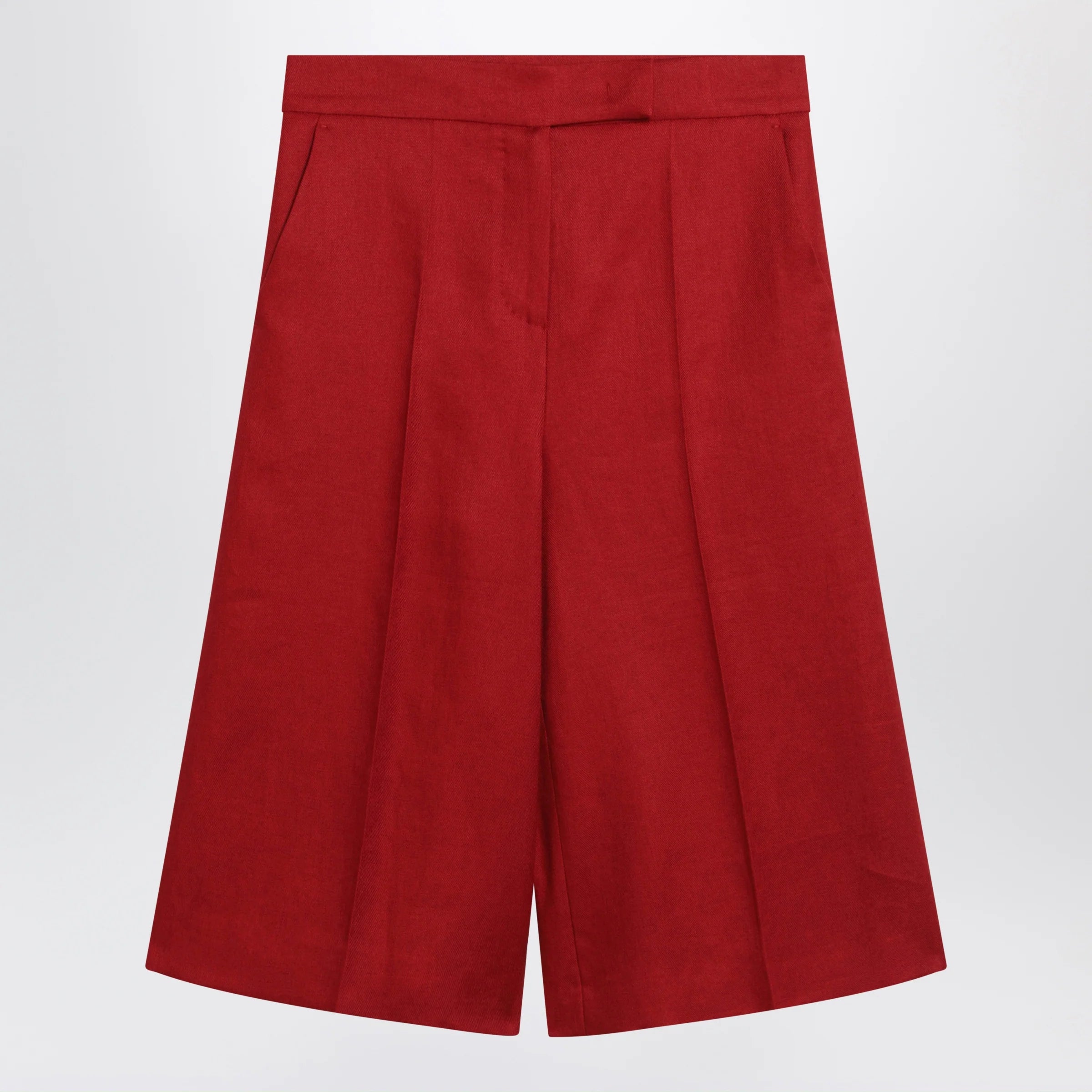 Max Mara Red linen bermuda shorts