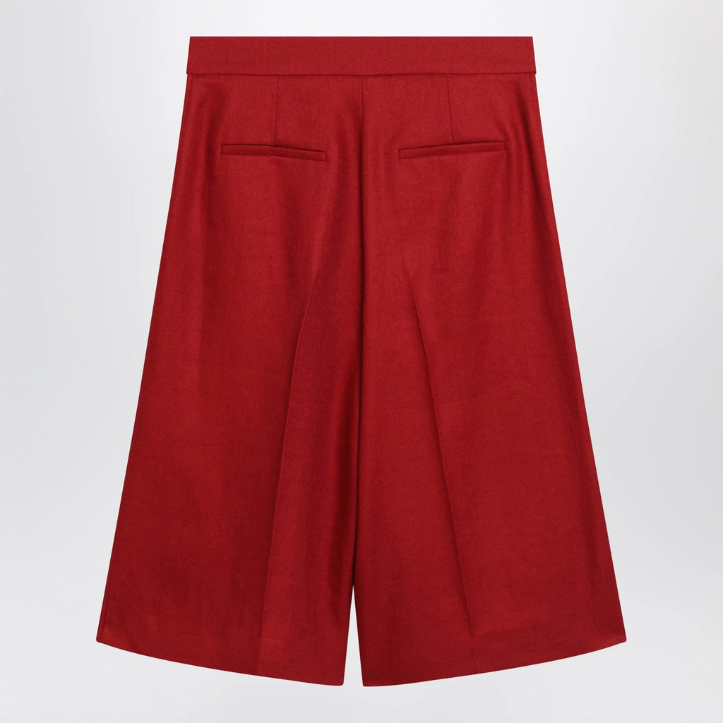 Max Mara Red linen bermuda shorts