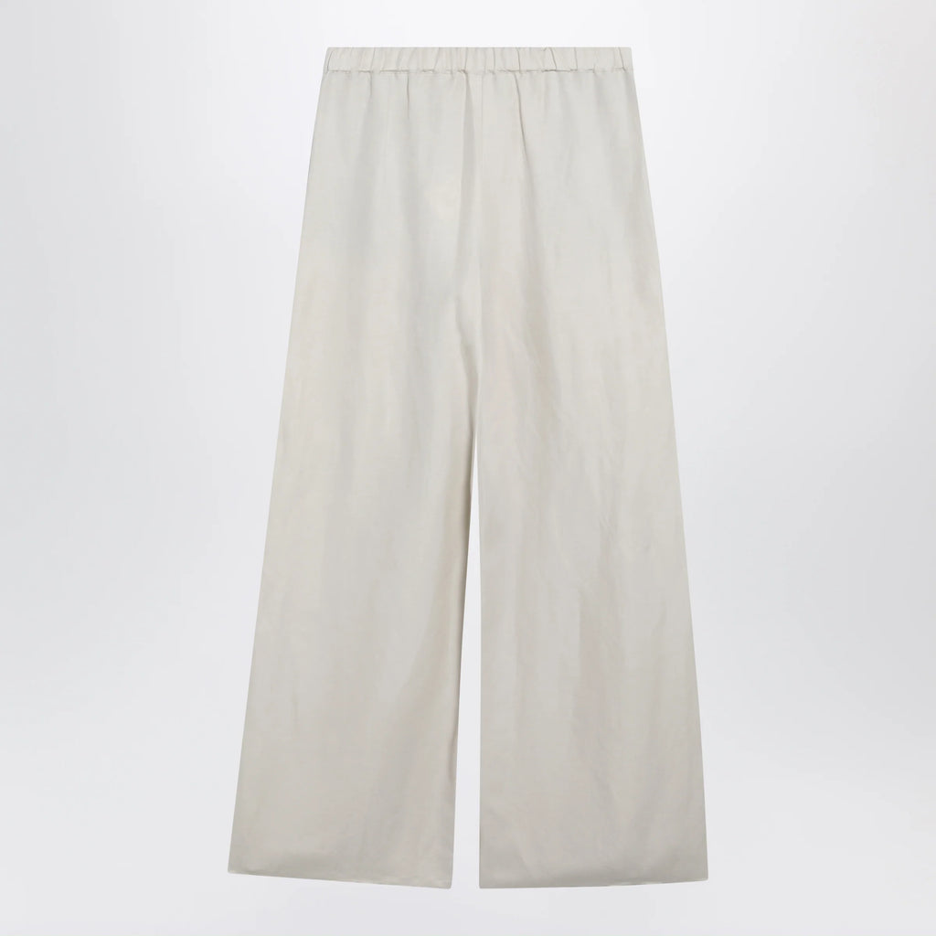 Max Mara Wide-leg linen and silk twill trousers in beige