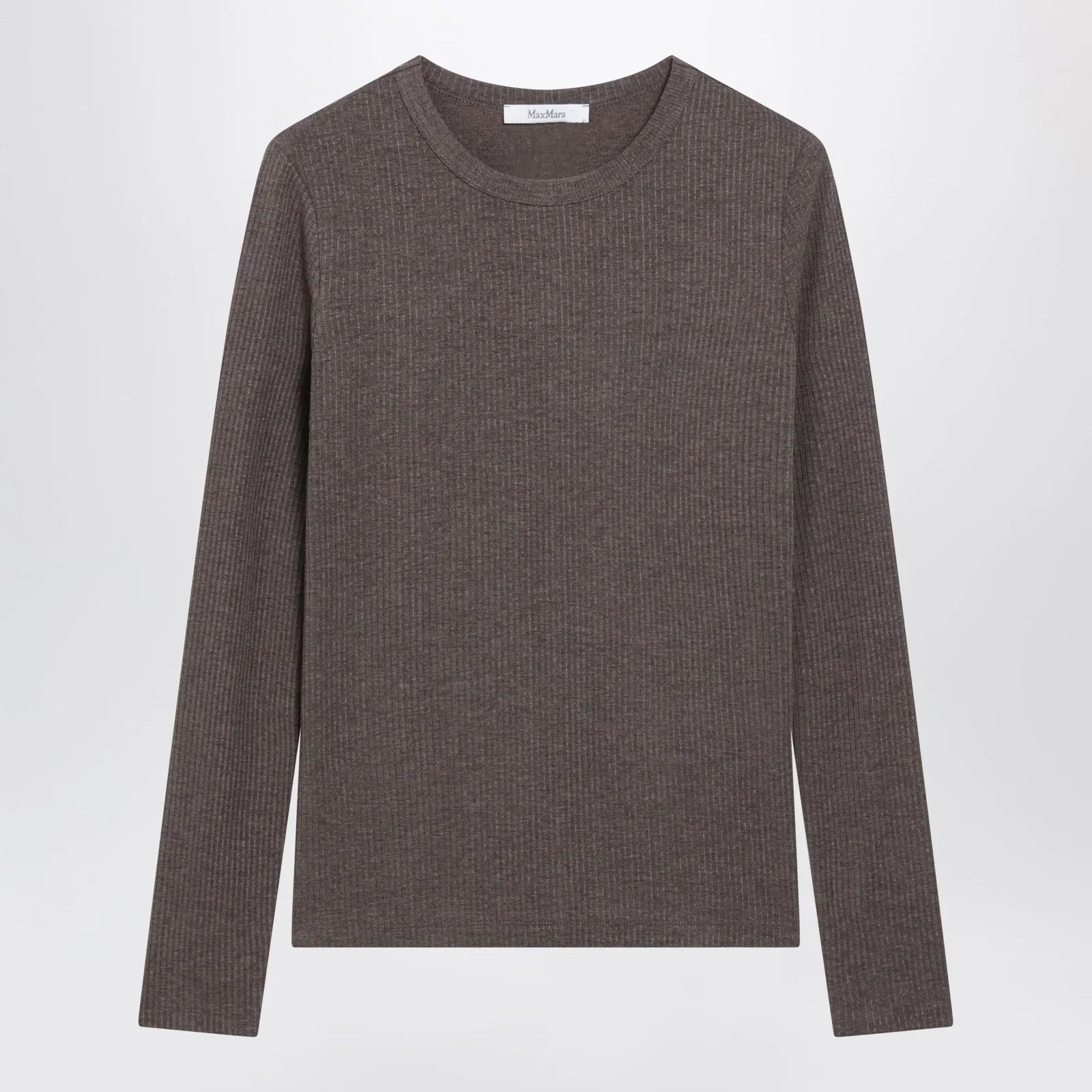 Max Mara Long-Sleeve T-Shirt in Dark Khaki Jersey