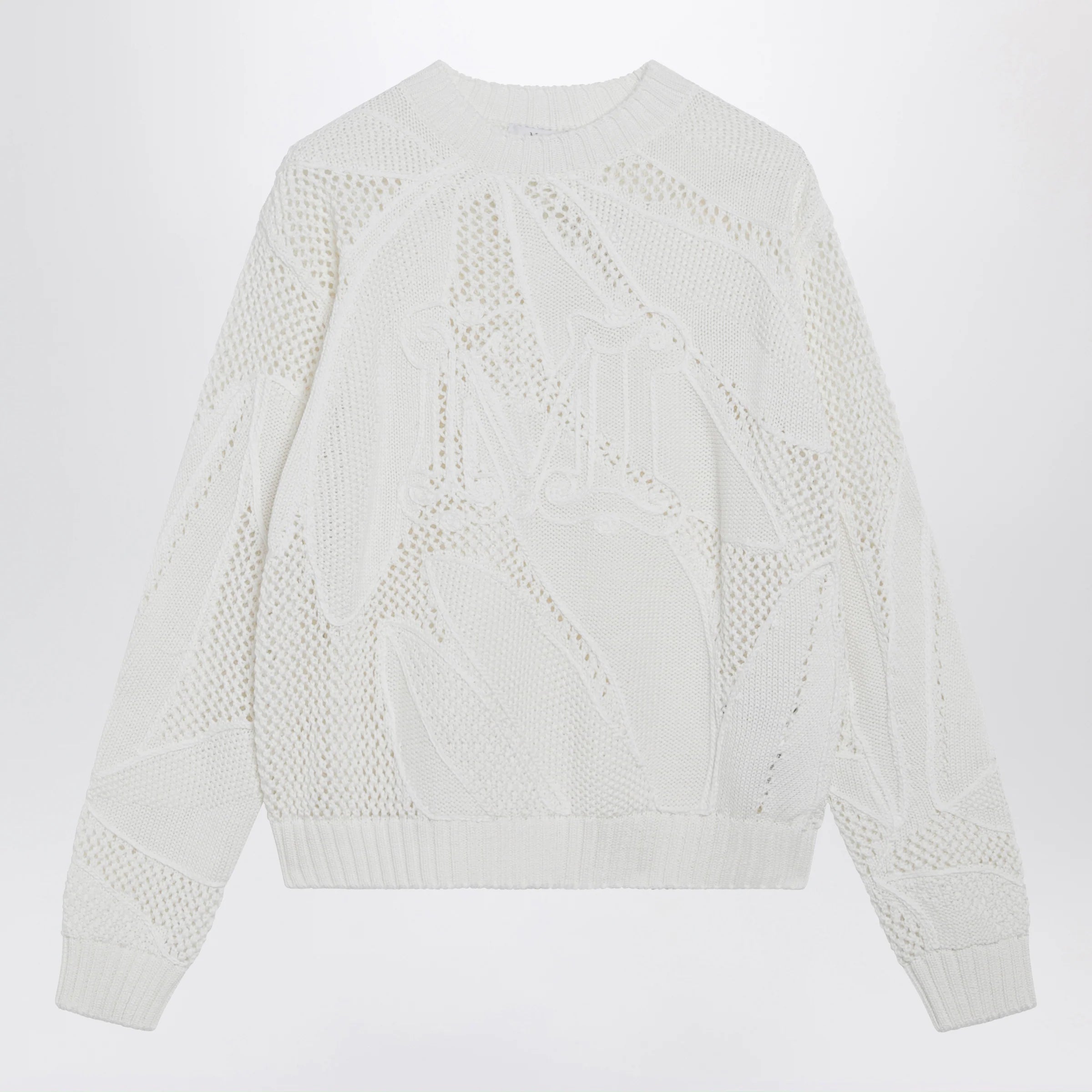 Max Mara Embroidered cotton crewneck sweater in white