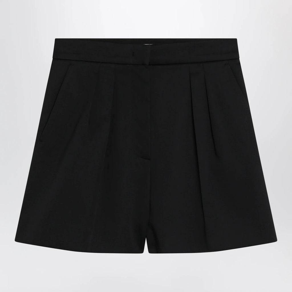 Max Mara Black stretch cotton satin shorts