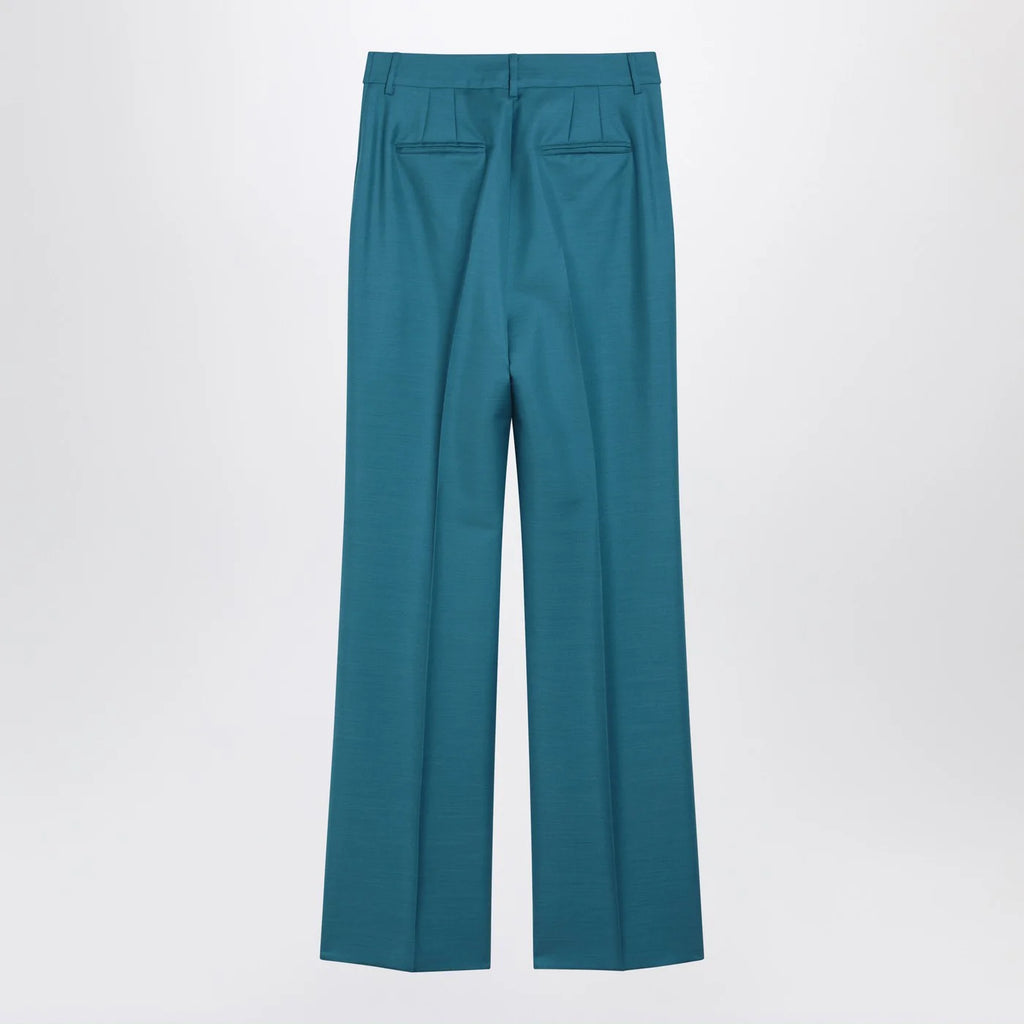 Max Mara Turquoise wool and silk-blend trousers