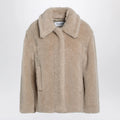 Max Mara Light beige alpaca and wool teddy cropped coat